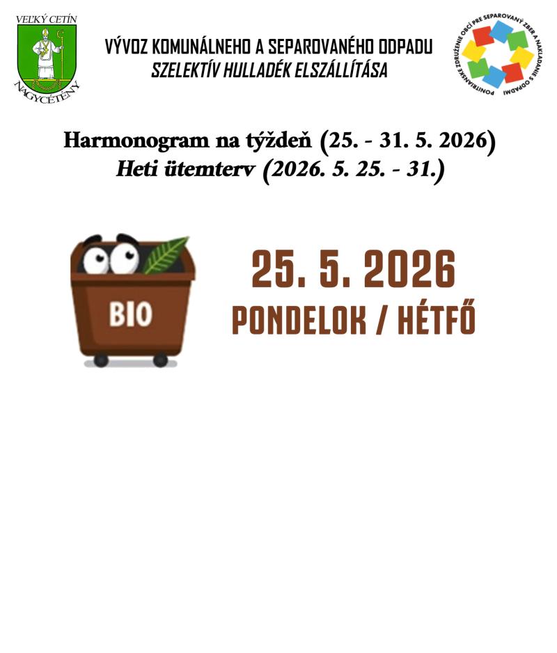 Heti ütemterv (2026. 5. 25. - 5. 31.)